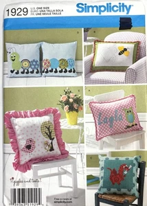Simplicity Applique Pillow Sewing Pattern  New UNCUT  1929  MSRP $16.95 - Picture 1 of 3