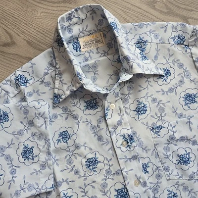 Camisa De Colección Ultima Para Hombres 15 1/2 Años 70 Floral Disco Manga Corta Poliéster Botón Foto 1 de 4