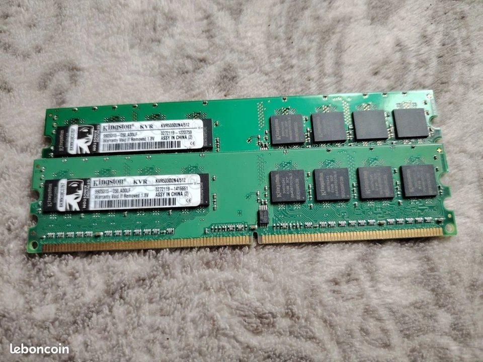 2x Kingston KVR533D2N4/512 512MB PC2-4200 DDR2-533 DDR RAM 533MHz DIMM Total 1GB - Image 1 of 1