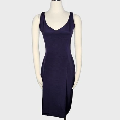Vestido Vaina Dana Buchman 100% Seda Púrpura Sin Mangas Cuello en V Forrado Talla 4 Foto 1 de 4