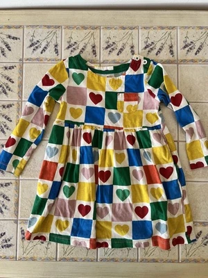 Mini Boden Colorful Heart Dress Size 2-3Y Jersey Long Sleeve Cotton Toddler - Image 1 of 4