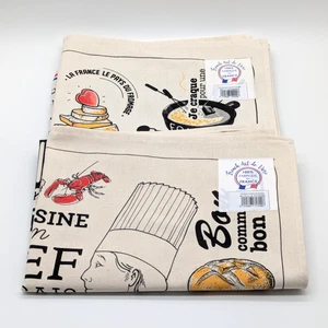 French Kitchen Tea Towels Set of 2 Cuisine Gastronomy Kitchen France Free Ship - Picture 1 of 14