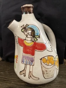 VINTAGE DESIMONE ART POTTERY JUG Italy Beautiful Multicolored Hand painted - Picture 1 of 10