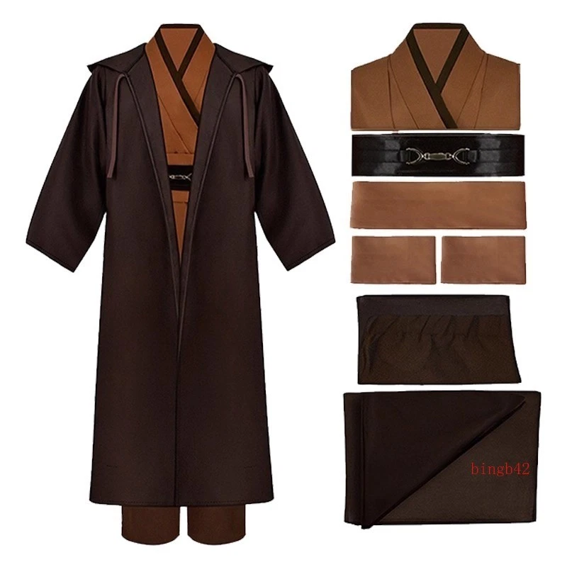Disfraz de Star Wars Cosplay Caballero Jedi Obi-Wan Kenobi Halloween Fiesta Traje Bata  Foto 1 de 4