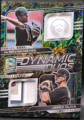 Ke'Bryan HAYES Jared OLIVA 2021 Panini Spectra DUAL Jersey BUTTON TAG PATCH #7/8 - Image 1 of 2