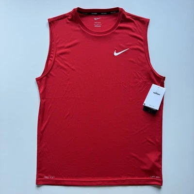 NIKE Swim Dri-Fit Tank Mens Medium Red Sleeveless Shirt Tech UPF 40+ NWT - Image 1 of 4