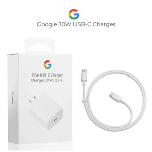 Official Genuine Google 30W PD Fast Charger USB-C Fits Pixel 8 7 6 5 + Cable Set - Picture 1 of 9