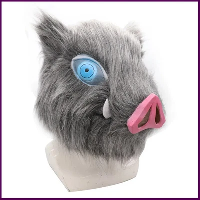 Mask Pig Head Mouth Latex Mask Ball Party Plush Pig Head Cover Halloween - Image 1 of 4