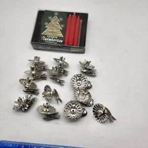 VTG 1970's-80's BAUMKERZEN German CHRISTMAS 16 CANDLES  13 Tree Clips Lot - Picture 1 of 10