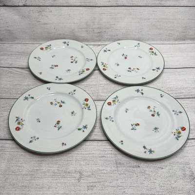 Sango China Trinity Salad Plates Set of 4 Floral Green Trim 7.5 Inch Japan - Image 1 of 4