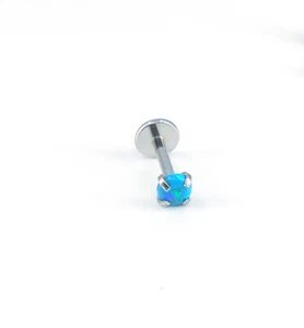 Aquamarine Blue Ocean Opal Flatback Earrings Stud Nose Rings 18G 16G 20G 2-4mm - Picture 1 of 21