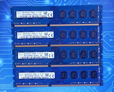 32GB (4x8GB) PC3-12800u DDR3-1600MHz 2Rx8 Non-ECC Hynix HMT41GU6BFR8C-PB - Image 1 of 2