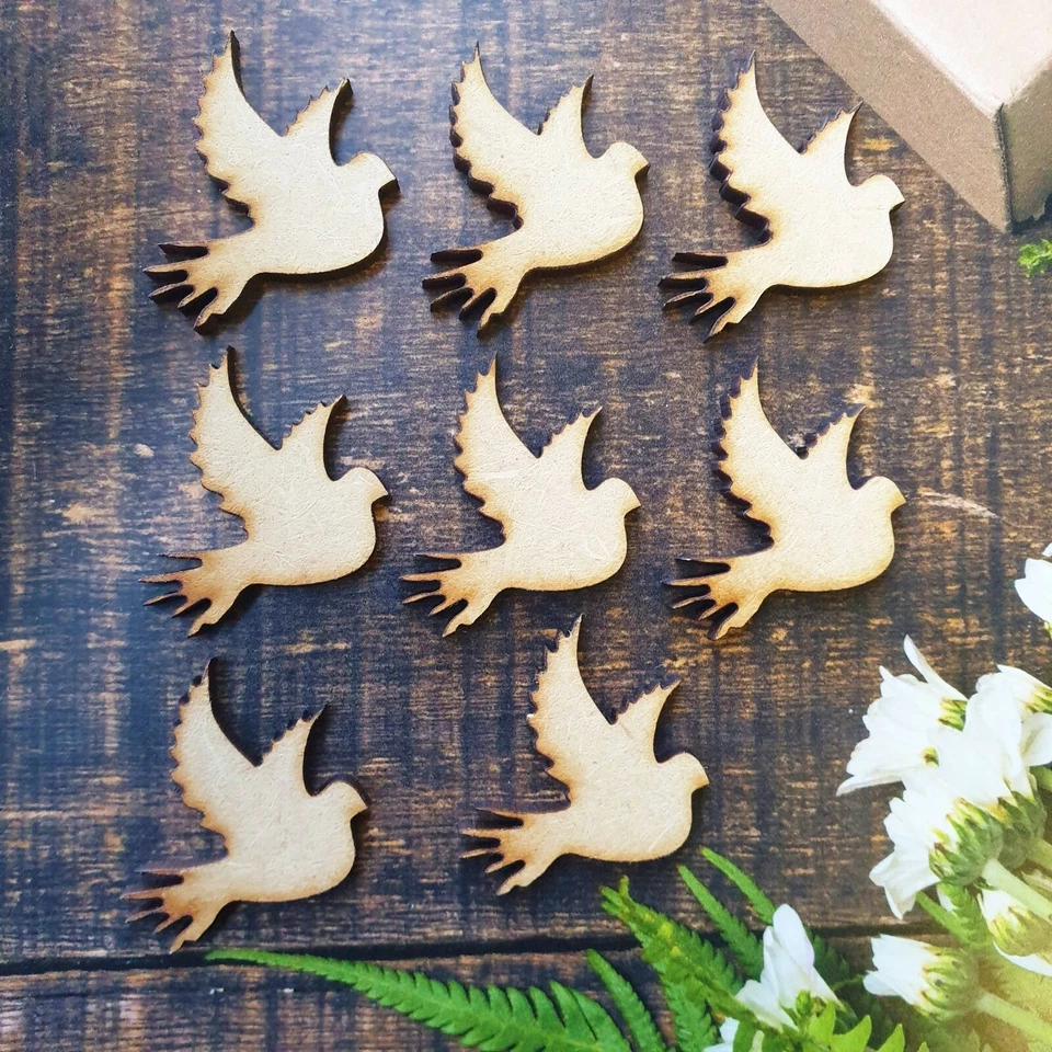 FANCY CRAFT UK 25 x Wooden Bird Dove Shapes Birds Family Tree Embellishments Blank MDF 25mm