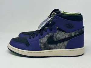 Size 9.5 - Jordan 1 High Zoom Air Comfort Black Court Purple Electric Green Zion - Picture 1 of 5
