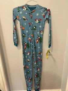 Little Blue House One Piece Zip Up Pajamas PJ Kids Sz 10 Christmas Gnomes - Picture 1 of 13
