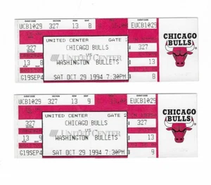 Chicago Bulls vs Washington Bullets Unused Basketball Tickets From 10/29/1994 - Picture 1 of 2