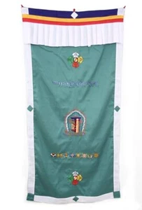 Appendiabiti per porta tibetano, vari simboli, verde - Foto 1 di 1