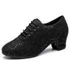 Women Ballroom Latin Dance Shoes Black White Modern Jazz Tango Shoes Square Heel