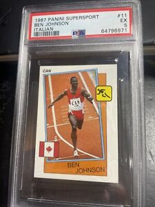 Pop 1, 0 Higher 1987 Panini Supersport Ben Johnson Rookie RC PSA 5 Olympic Track