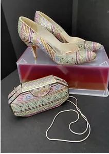 Stuart Weitzman Limited Jeweled Purse and Shoes 70’s 80’s Glam Rock Wedding 7.5 - Bild 1 von 12