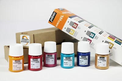 Pebeo Porcelaine 150 Initiation Set 6 x 20ml Gloss Ceramic Paint Painting China - Image 1 of 4