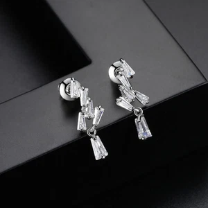 Pendientes Cuadrados Circón Cobre Cristal Transparente Mujer Chapado en Oro Joyería Regalo - Imagen 1 de 5