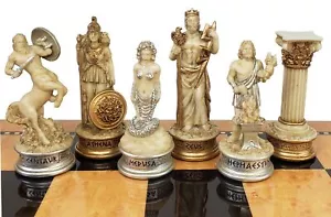 Greek Mythology Olympus Gods Chess Men Set Zeus Poseidon Antique White -NO BOARD - Picture 1 of 7