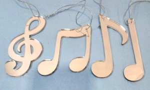 Silver Mirror Musical Notes Plastic Ornaments Set of 22, 4 Assorted 4 1/2" Notes - Picture 1 of 2