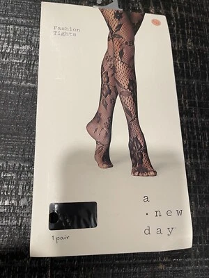 New A New Day Black Mixed Net Floral Fashion Tights Sz: L/XL - Image 1 of 2