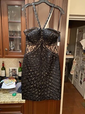 ELEGANTE VESTIDO DE NOCHE NEGRO CON LENTEJUELAS PARA MUJER de SUE WONG~TALLA 10 lentejuelas cosidas a mano Foto 1 de 4