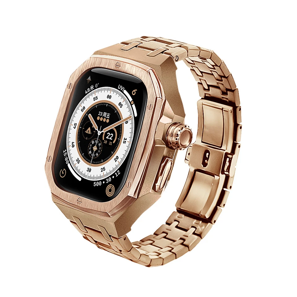 Caixa de aço inoxidável pulseira de metal para Apple Watch Ultra 2/3 49 mm pulseira de silicone - Imagem 1 de 4