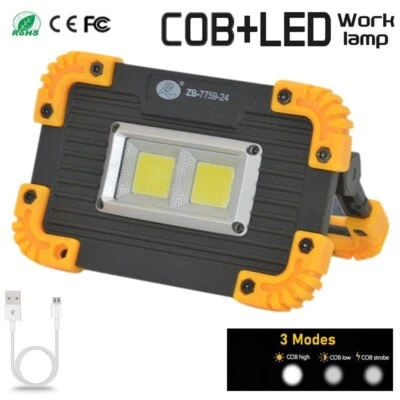 Rechargeable COB LED Work Light Spotlight Floodlight Waterproof Outdoor USB Lamp - Image 1 of 4