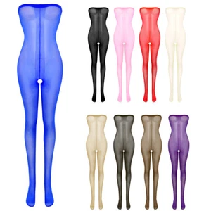 Womens Full Body Nylon Pantyhose Tights Stocking Lingerie Night Bodystocking - Picture 1 of 75