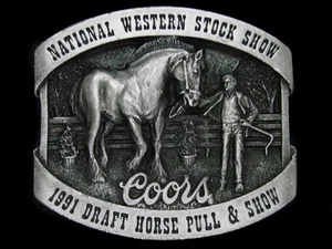 UC09137 *NOS* 1991 **COORS NAT'L WESTERN STOCK SHOW & DRAFT HORSE PULL** HEBILLA - Imagen 1 de 2