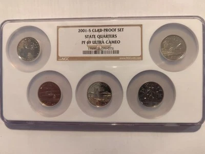 2001 S Clad Proof Set State Quarters PF69 Ultra Cameo NGC Graded PF 69 - Image 1 of 2
