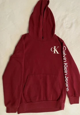 Calvin Klein Teen’s Hoodie Pullover Size M With Logo And Brand Color Dark Red - Image 1 of 4