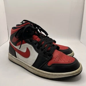 Nike Air Jordan 1 Mid Größe 7,5 UK Herren Sportschuhe – weiß, rot, schwarz (R14) - Bild 1 von 19