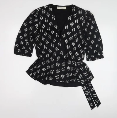 Debenhams Women’s Black Wrap Blouse, Size 14, Floral - Image 1 of 4