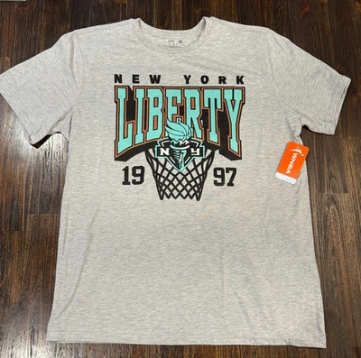 NUEVO CON ETIQUETAS RARO WNBA Nueva York NY Liberty Baloncesto 1997 Gris Camiseta Antorcha Logo XL Foto 1 de 4