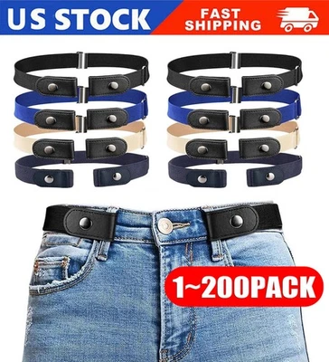 Men Women Buckle-free Elastic Invisible Waist Belt for Jeans No Bulge Hassle lot - Image 1 of 4