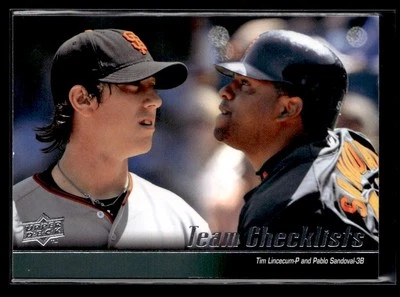 Lista de verificación de los Gigantes (Tim Lincecum / Pablo Sandoval) - Base de cubierta superior 2010 #594 Foto 1 de 2