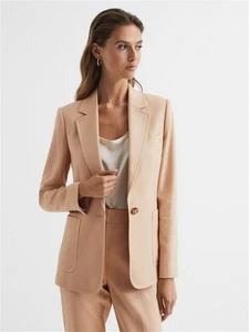 REISS Ember Tailored Single Breasted Blazer Jacket in Camel UK Size 10 - Picture 1 of 7