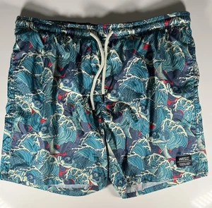 WESC Pantalones Cortos Bañador Para Hombres XL Koi Pez Océano Forrado 36x5 Cordón Verde Rojo - Imagen 1 de 9