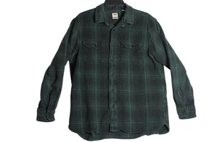 Levi's L/S Green Plaid Button Down Flannel Shirt Mens Large Relaxed Fit - Picture 1 of 5