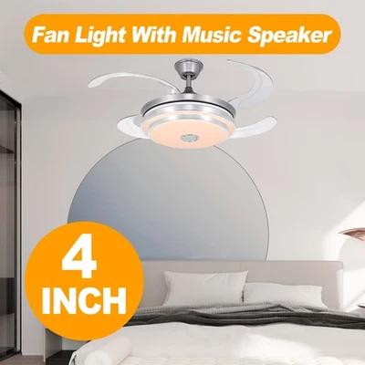 42in Bluetooth Speaker Retractable Ceiling Fan with 3 Colors LED APP - Image 1 of 4