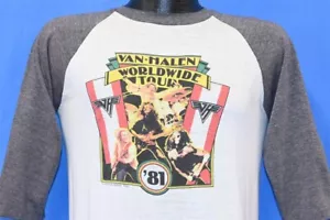 vtg 80s VAN HALEN WORLDWIDE TOUR '81 ROCK CONCERT RAGLAN 3/4 SLV SOFT t-shirt S - Picture 1 of 5