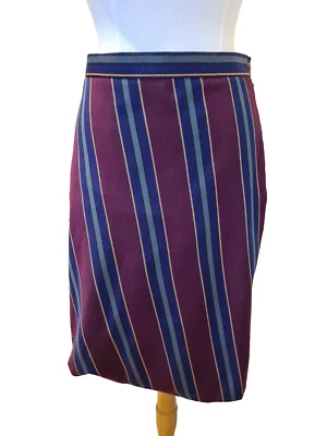 Vivienne Westwood Red Label Burgundy Blue Wool stiped Skirt Size 44 UK 12 - Image 1 of 4