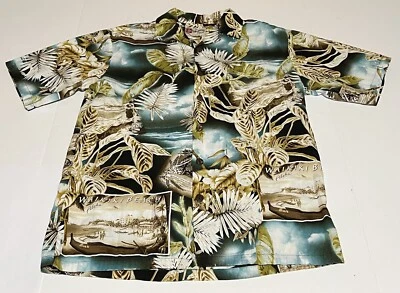 Camisa Hilo Hattie Hawaiana Original Aloha Waikiki Playa Botón Para Hombres Talla Pequeña Foto 1 de 4
