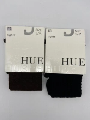 Hue Tights Womens Sz S M Brown & Black Textured Lot of 2 Control Top - Image 1 of 4