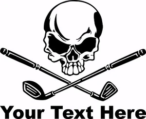 Calcomanía adhesiva de vinilo para ventana de coche texto personalizado deportes huesos cruzados palos de golf calavera - Imagen 1 de 2